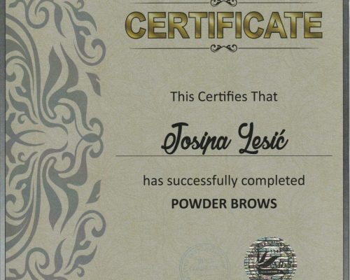 certifikat Josipe Lesić