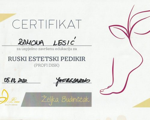 certifikat Ramone Lesić